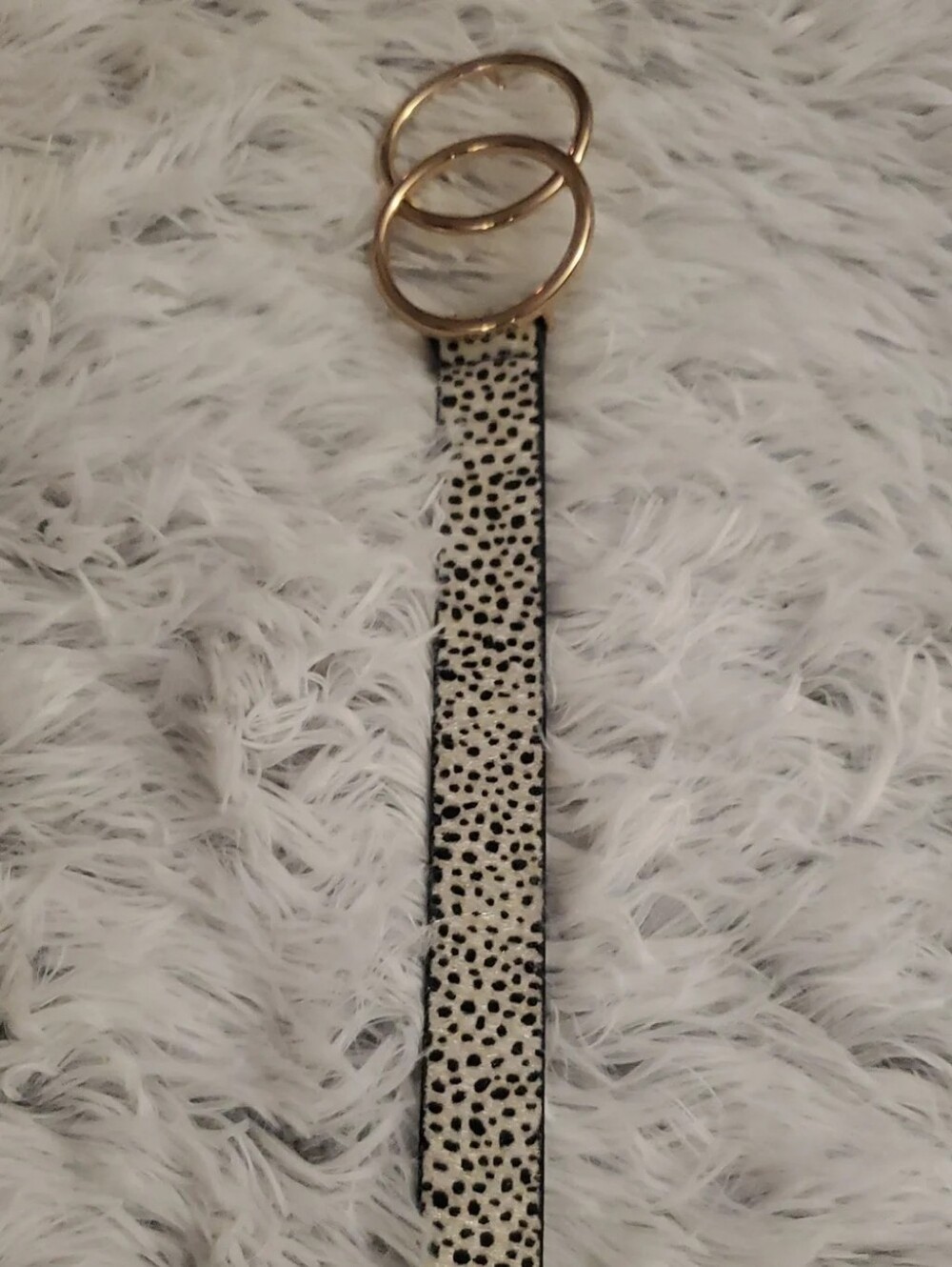 **ASOS Black & White Cheetah Print Double Ring Belt – Gold Hardware – Size S**